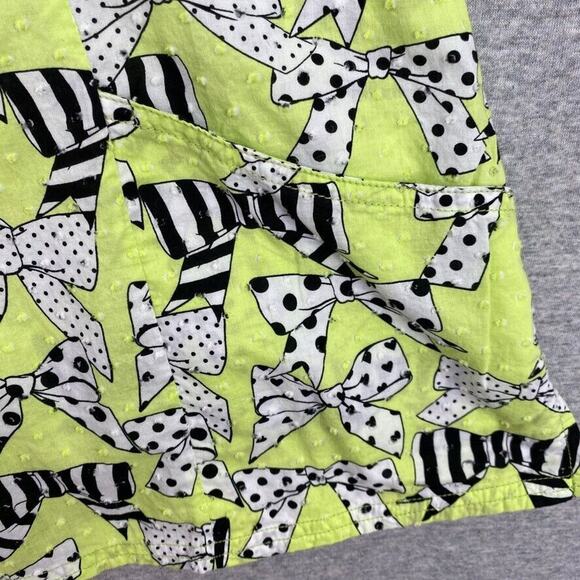 Heart Soul Scrub Top Womens Extra Small Green Bows Short Sleeve Nurse Uniforms - Picture 6 of 11